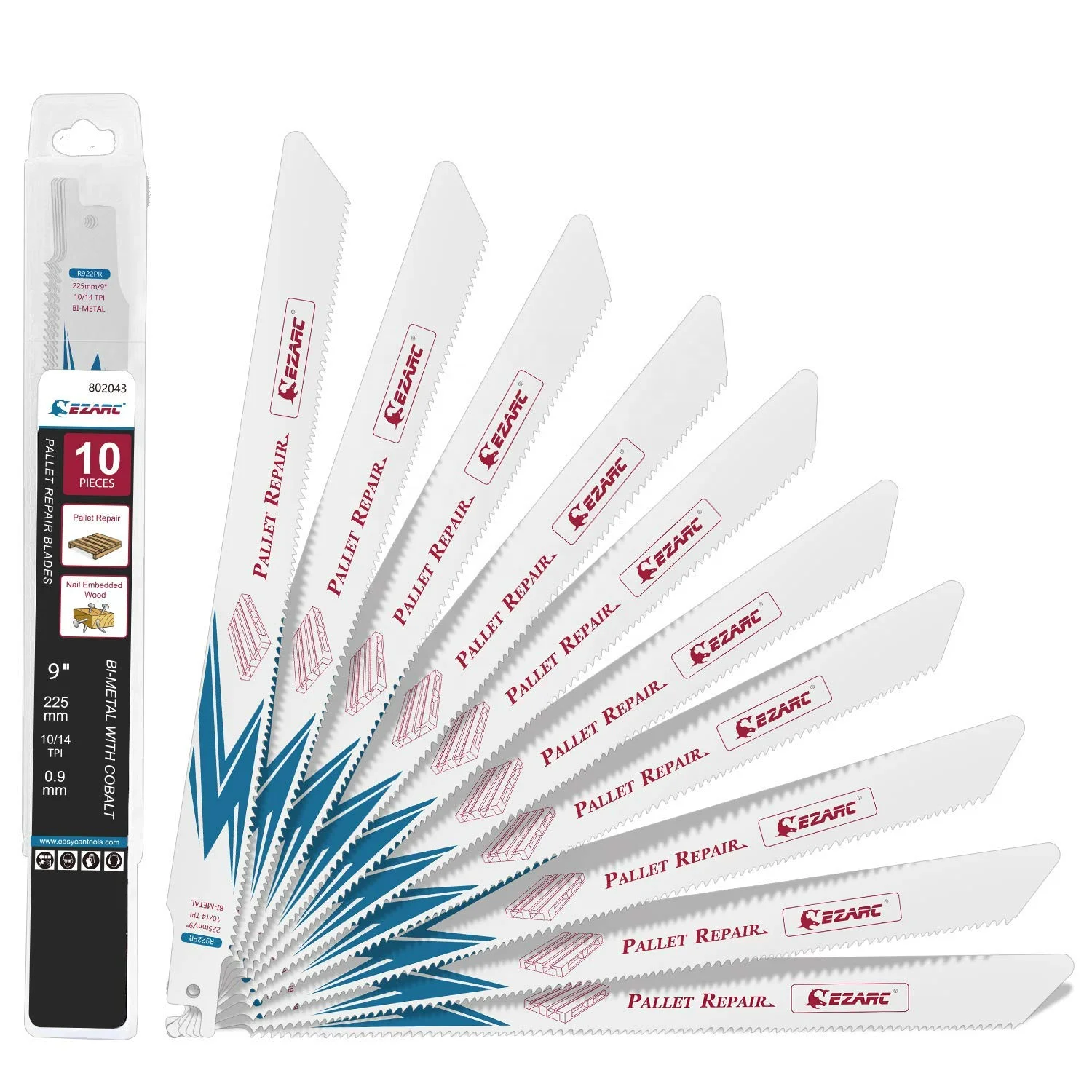 10/14TPI,9 Inch M42 Bi-Metal Nail Embedded Wood/Pallet Dismantling Sawzall Blade Reciprocating Saw Blade