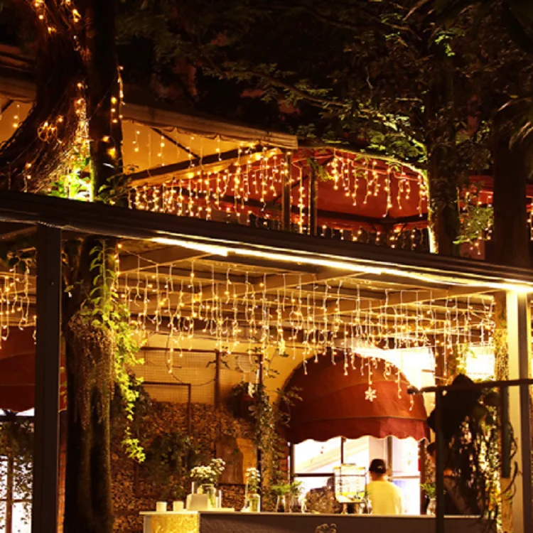 Garland LED Icicle String Lights Droop 0.4-0.6m Curtain Christmas lights Garden Street Outdoor Decorative lighting lamp