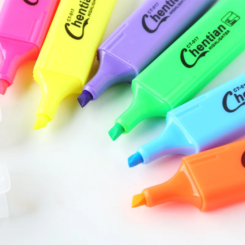 Large capacity flat head fluorescent pen candy color watercolor marker student prize marking marker