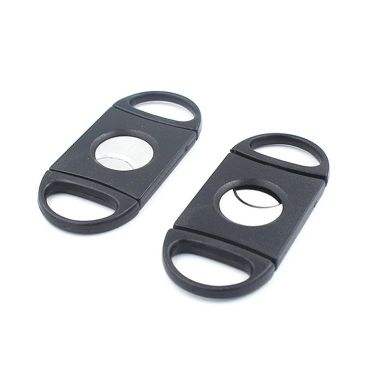 Stock Cigar Accessories Plastic Stainless Steel Double Blade Custom logo Cutter