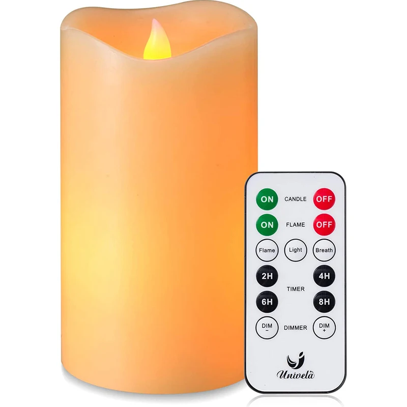 
Candle, Flame Effect LED Lights, Real Wax Ivory Candle, Table Lamp, 