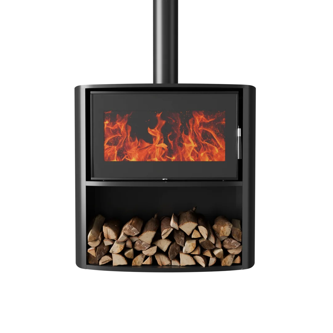 High Quality New Arrival Wood Burning Fireplace with Curved Screen Separate Design High Heat Resistance