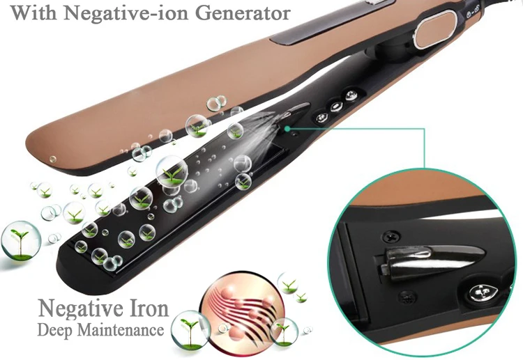 Professional Quick Heating LCD Display Curling Iron Hair Straightener Titanium Planchas De Cabello Flat Iron Hair Straightener