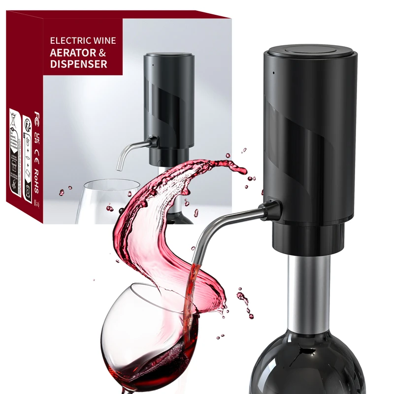 Sinowin Food Grade Materials Multifunction Automatic Dispenser Air Red Electric Wine Decanter Pourer Electric Wine Aerator