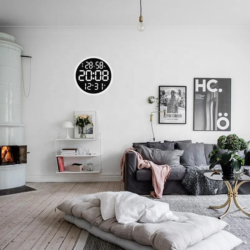 Modern Electronic LED Digital  Clock Wall Temperature & Humidity Creative Clocks Home Decor Clock Wall