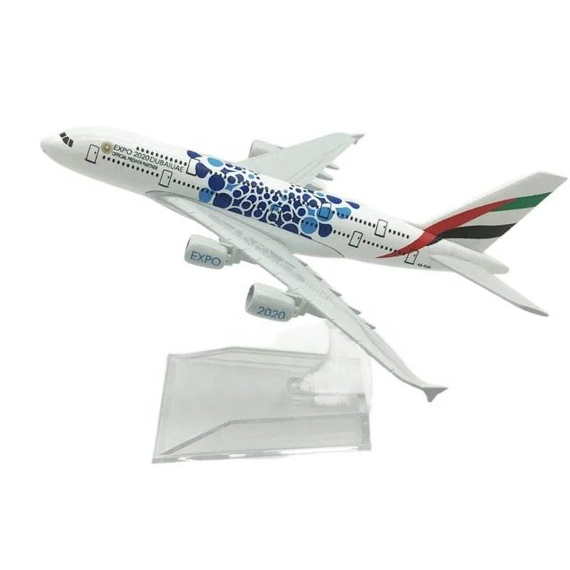 Scale 1:400 16cm Alloy Material Airbus Model A380 EXPO Emirates Airline Diecast Airplane Toy