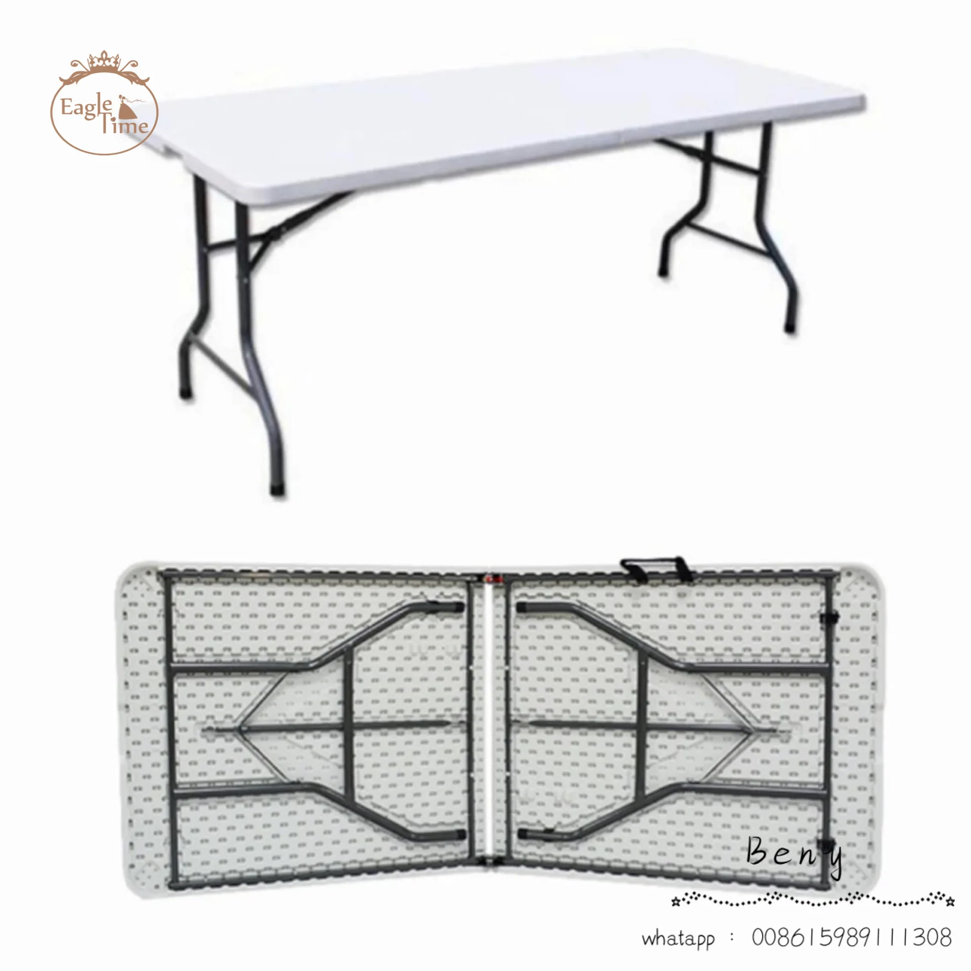 Portable Plastic Foldable Rectangular Table Wedding Banquet Hall Hotel Outdoor Picnic Table