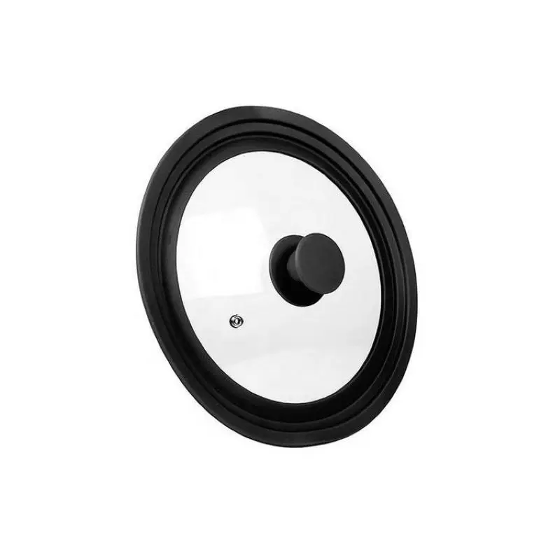 Universal Silicone Replacement Pan Lid Glass Top Covers Pot Lid With Heat Resistant Silicone Rim and Tempered Glass