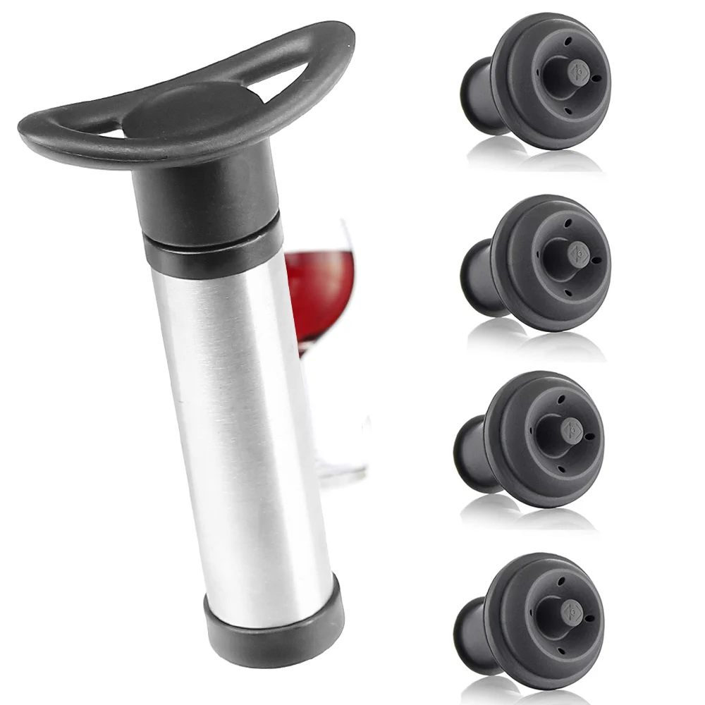 Custom Vacuum Pump Red Wine Bottle Sealer Saver Silicone Wine Stopper