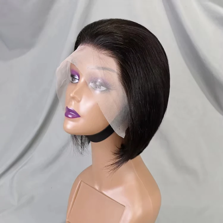 Wholesale 13x4 Transparent Lace Short Bob Wig Natural Color Vietnamese Human Hair Lace Front Wigs Pixie Cut Straight Wig