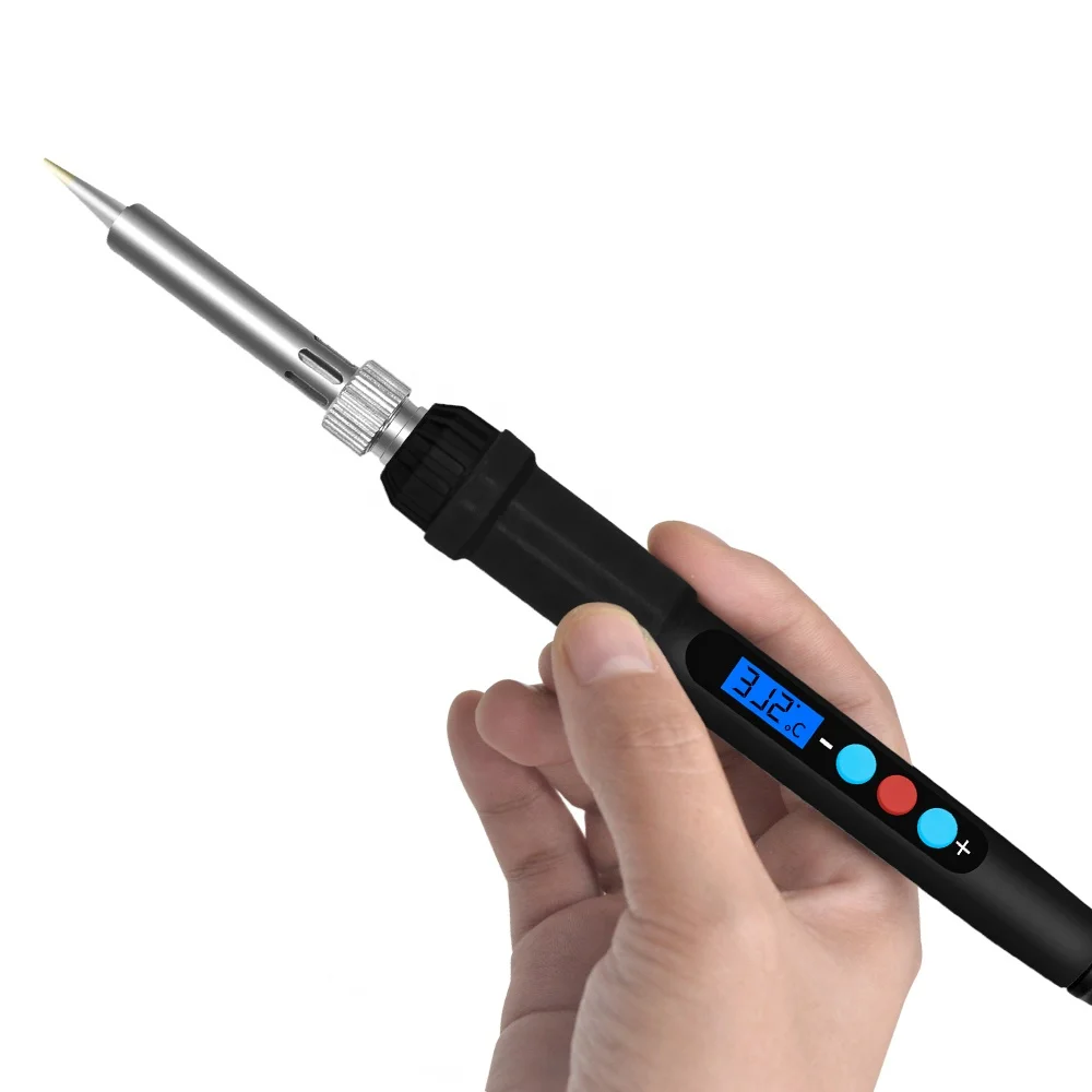 Бессвинцовый Электрический паяльник для ремонта, цифровой ЖК-дисплей с подсветкой, регулируемой температурой, 60 Вт