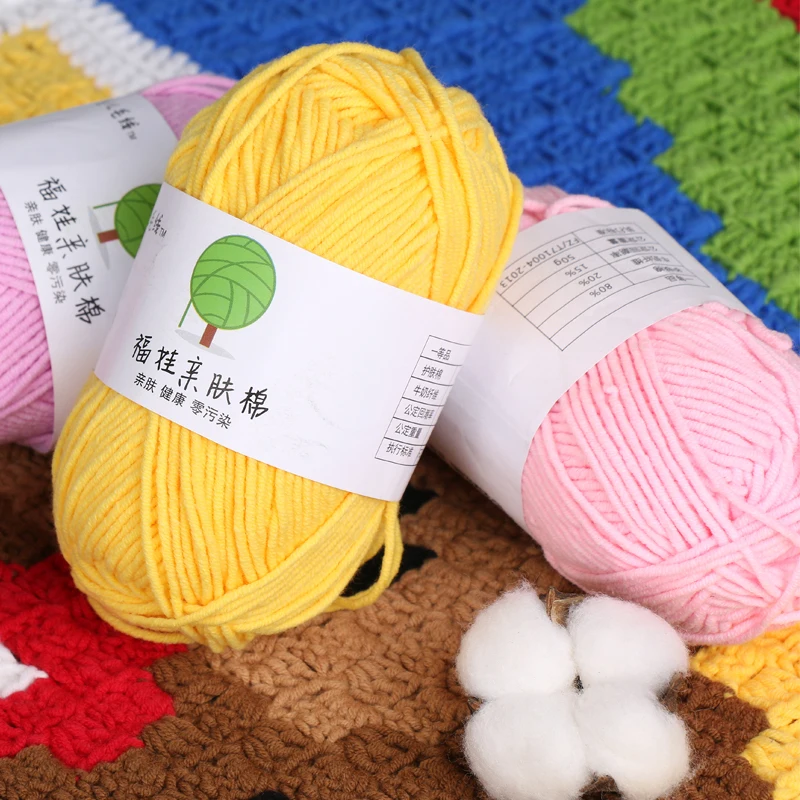 
Wholesale Cotton blended Yarns for Baby soft Skin-friendly Middle-Thickness Yarn Hand Knitting Clothes Hat 