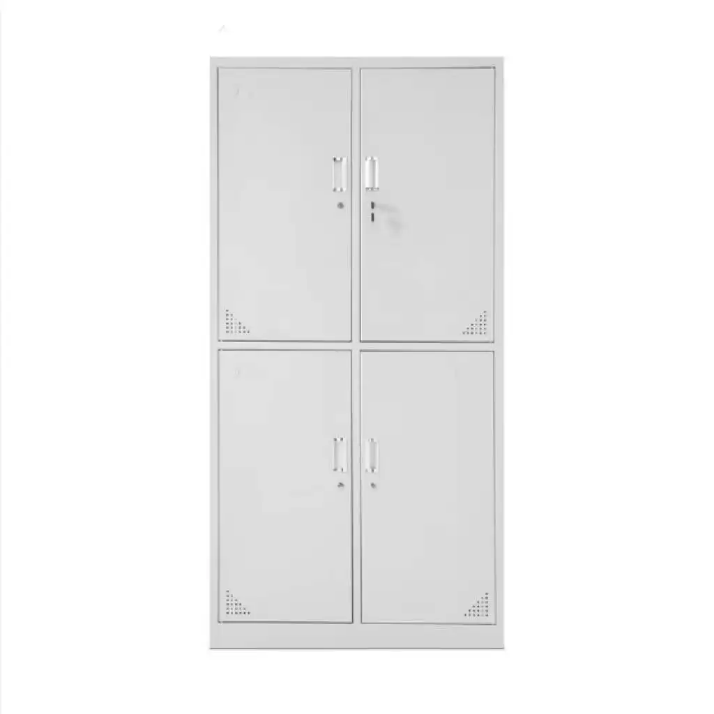 China steel locker factory cheap for sale strong and durable locker room mechanical lock 4 door wardrobe cabinets for clothes