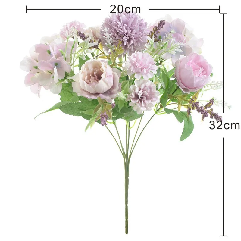 Peony Artificial Flowers For Home Decor 9 Heads Hydrangea Wedding Decorative Fake Flower High Quality Cheap