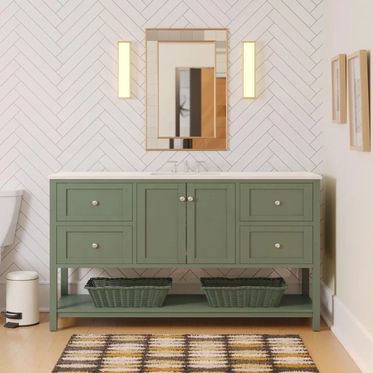 High quality modern bathroom cabinet American style custom dimension floor wooden bathroom vanity furniture