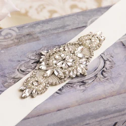 high quality clear crystal sash belt rhinestone and pearl bridal trim for lady wedding belt bridal dress bridesmaid dress
