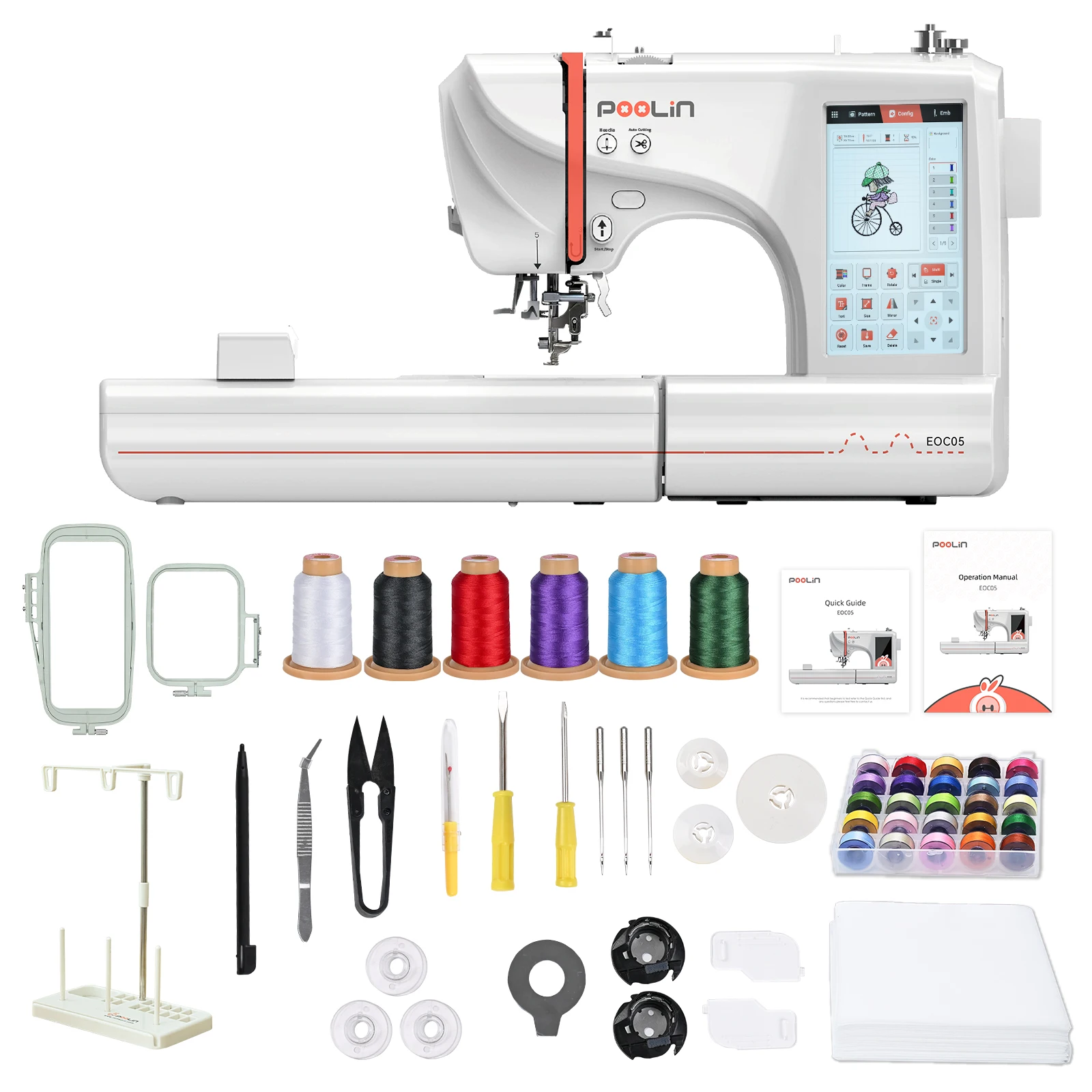 2024 POOLIN EOC05 Beginners Home Small Automatic Computerized Embroidery Machine For Household Machine Embroidery