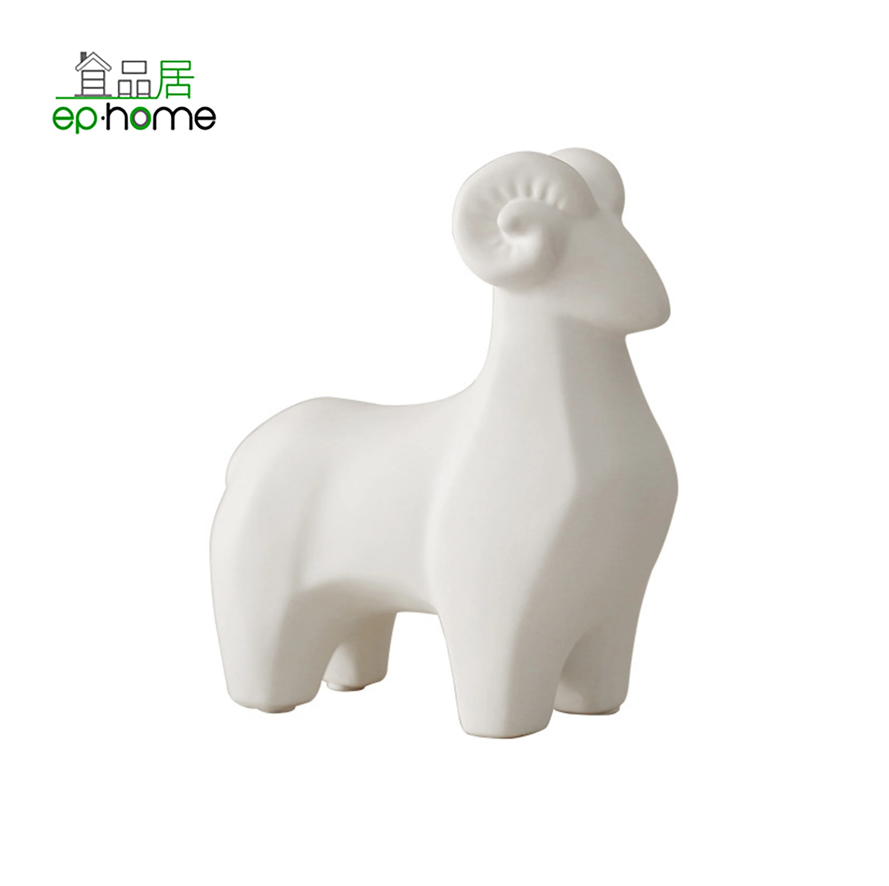 Home Decor Sheep Figurines,Small Ceramic Animal Statues Handmade Sculpture Ornaments for Living Room(Black and White)