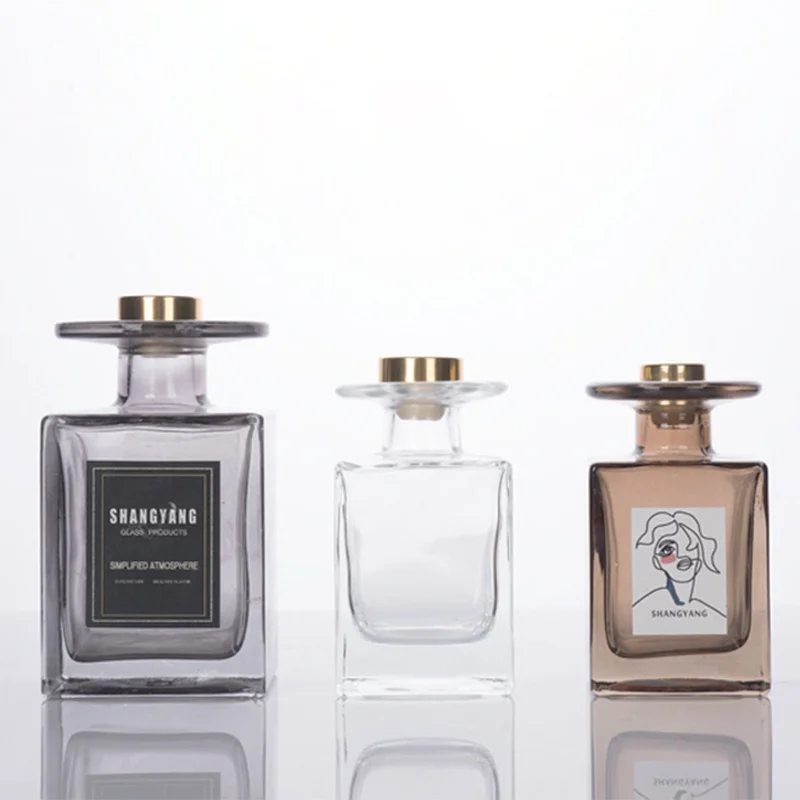 Factory 150ml Clear Square Empty Reed Diffuser Glass Bottles For Aroma Perfume