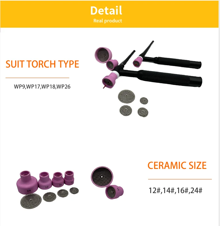 Pink ceramic nozzle 12# 14# 16# 24# with sieve for tig welding torch