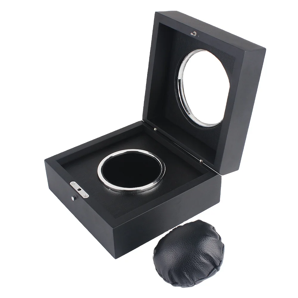 Luxury Wooden Watch Display Box Matte Black Color Custom Watch Packaging Case Box With Window