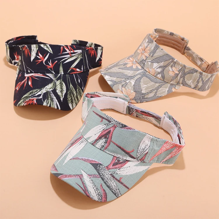 Wholesale Low MOQ Curved Brim Custom LOGO Printing Hat Visors with Flower Print