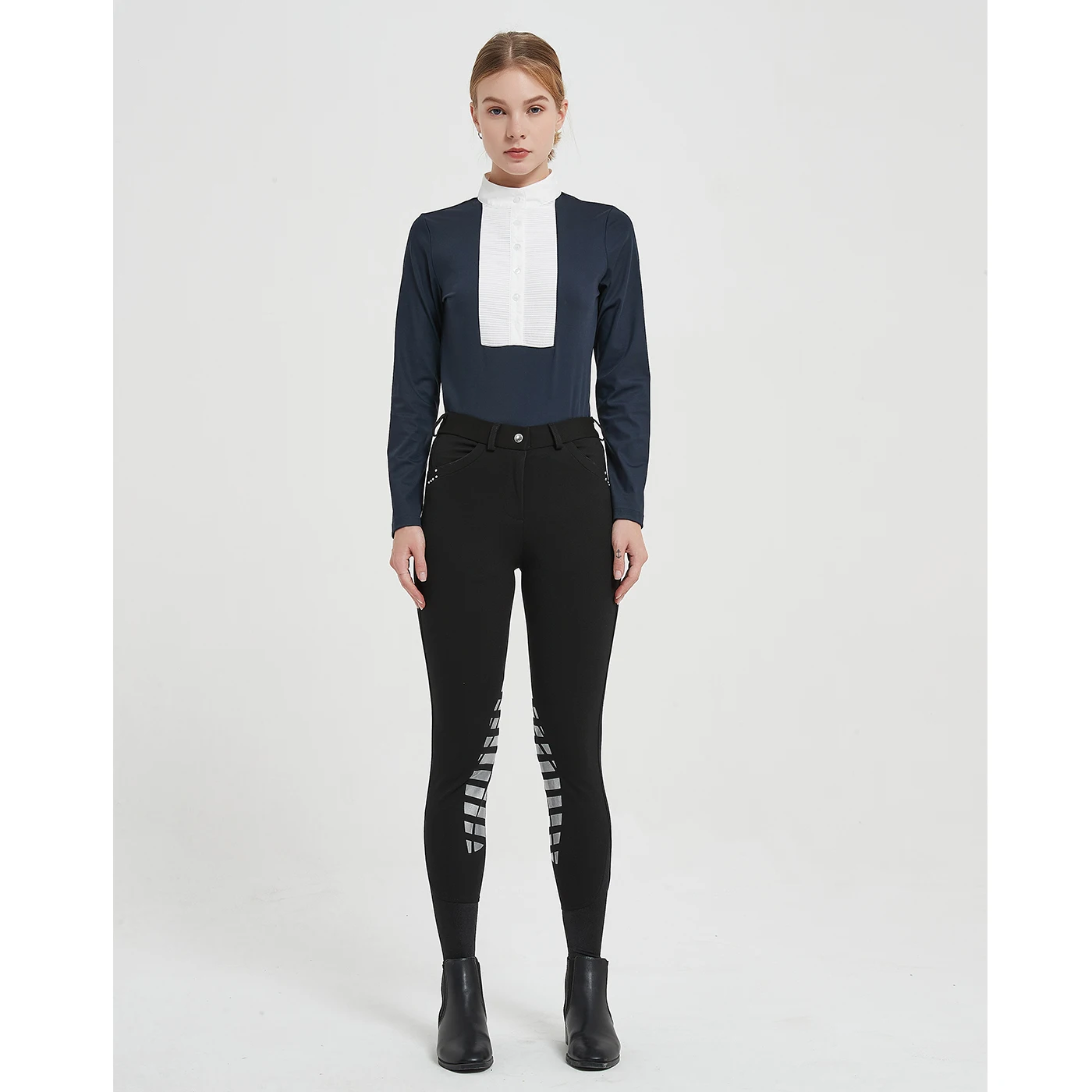 Новый дизайн, темно-синяя рубашка с длинным рукавом, цветная рубашка, базовый слой, рубашка для шоу