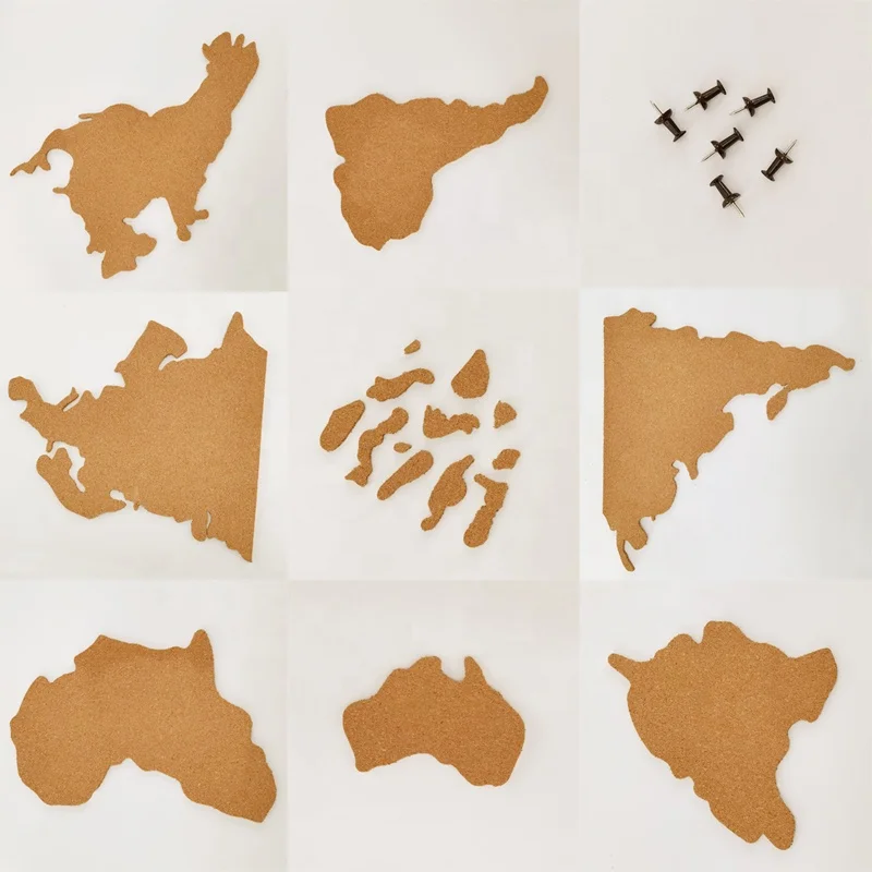 Карта мира, пробка без рамы с сверхпрочной самоклеющейся подложкой для настенного бюллетара