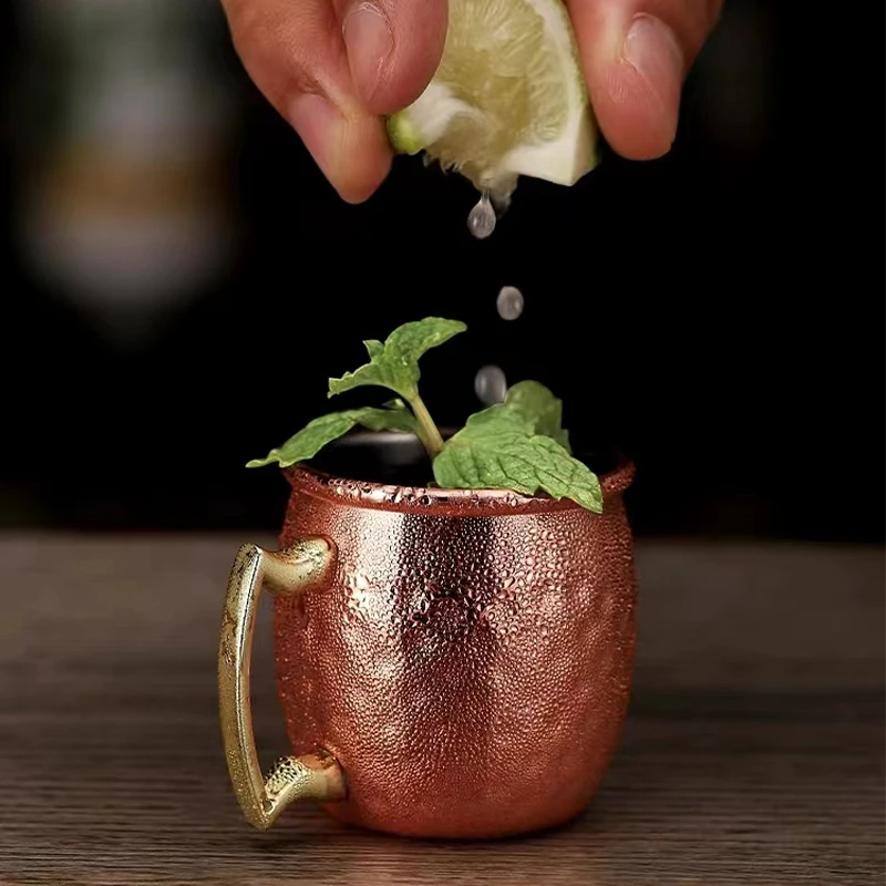 Affordable custom logo mini Moscow Mule copper cup, 2 oz beer glass, perfect for parties, weddings, and bars