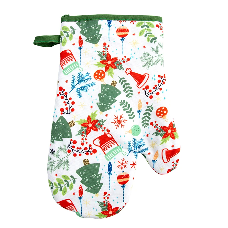 Wholesale Kitchen Christmas Items Oven Mitt Cotton Gloves Silicone Heat-Resistant Hand Clip Gloves