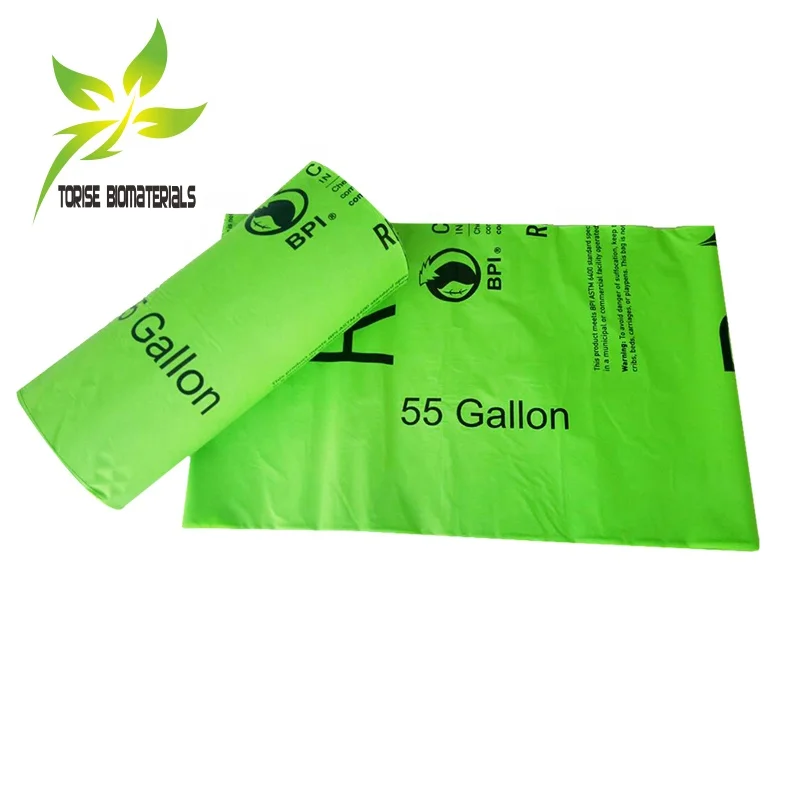 EN13432 Certified Custom Design Printed Biodegradable Compostable PLA Construction Garbage Bag Made Bio Cornstarch Based Plastic
