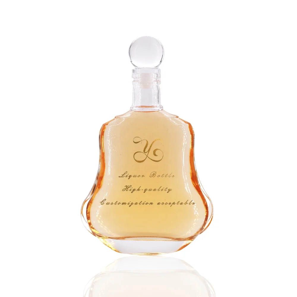 Wholesale 730ml Guitar Glass Whiskey Brandy Glass Bottle Wine Bottle Manufacturer Custom Wholesale With Airtight Ball Stopper