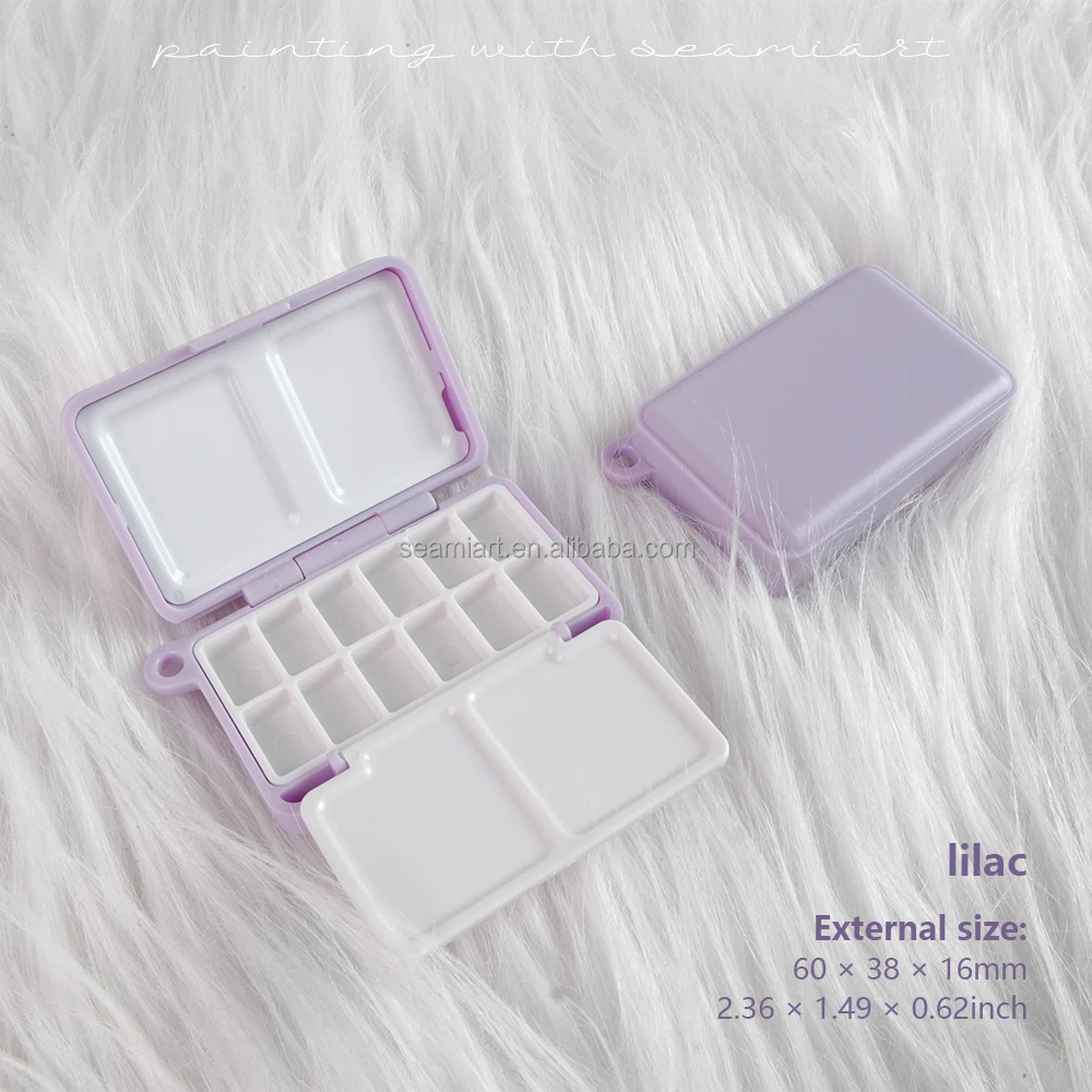 New Design 12 Grids Mini Plastic Portable Watercolor Painting Palette Box Travel Paint case