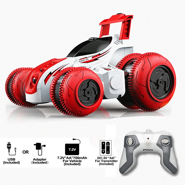 2.4G 1:24 RC Rechargeable 4wd High Speed Stunt Car Remote Control Stunt Rotation Stunt Car For Kids