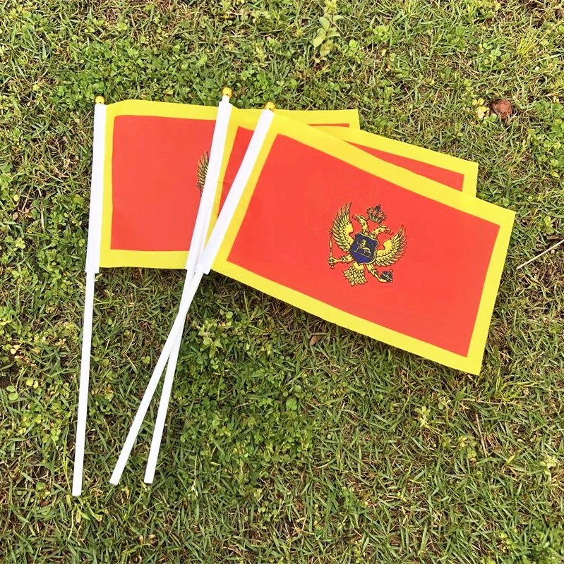 Free Shipping Montenegro Flag 14x21CM Polyester Table Flags Buying Agent Flying Country Shaking National Montenegro Hand Flags