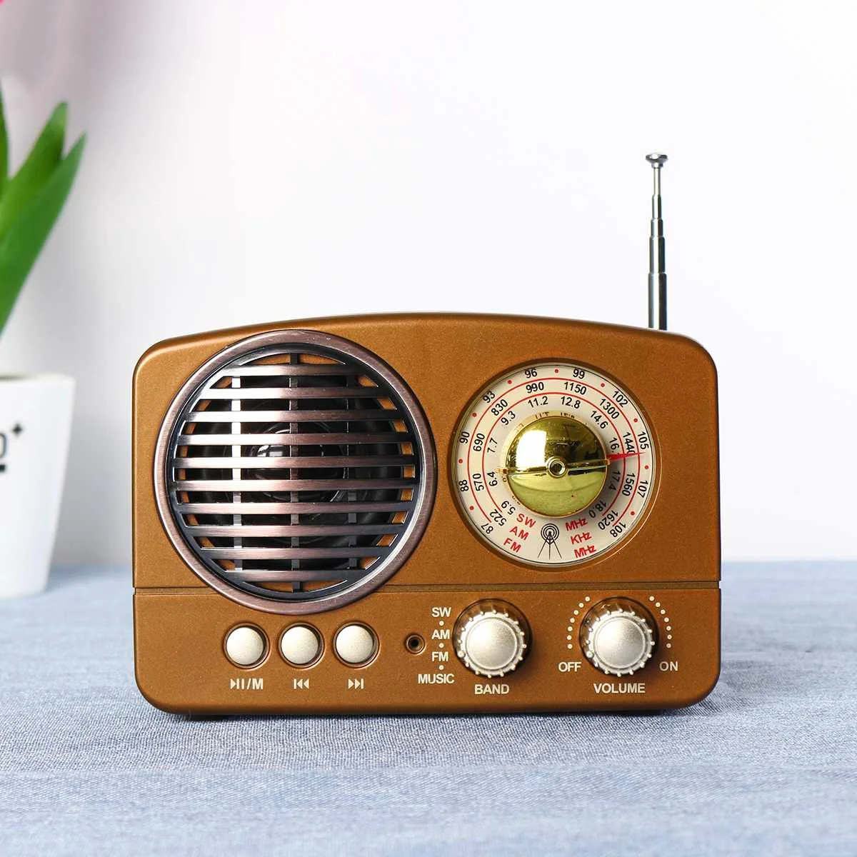 Vofull 2022 Hot Selling Wireless HIFI Speaker Stereo Headset Potable Retro Radio With FM AM SW USB AUX TF Card MP3