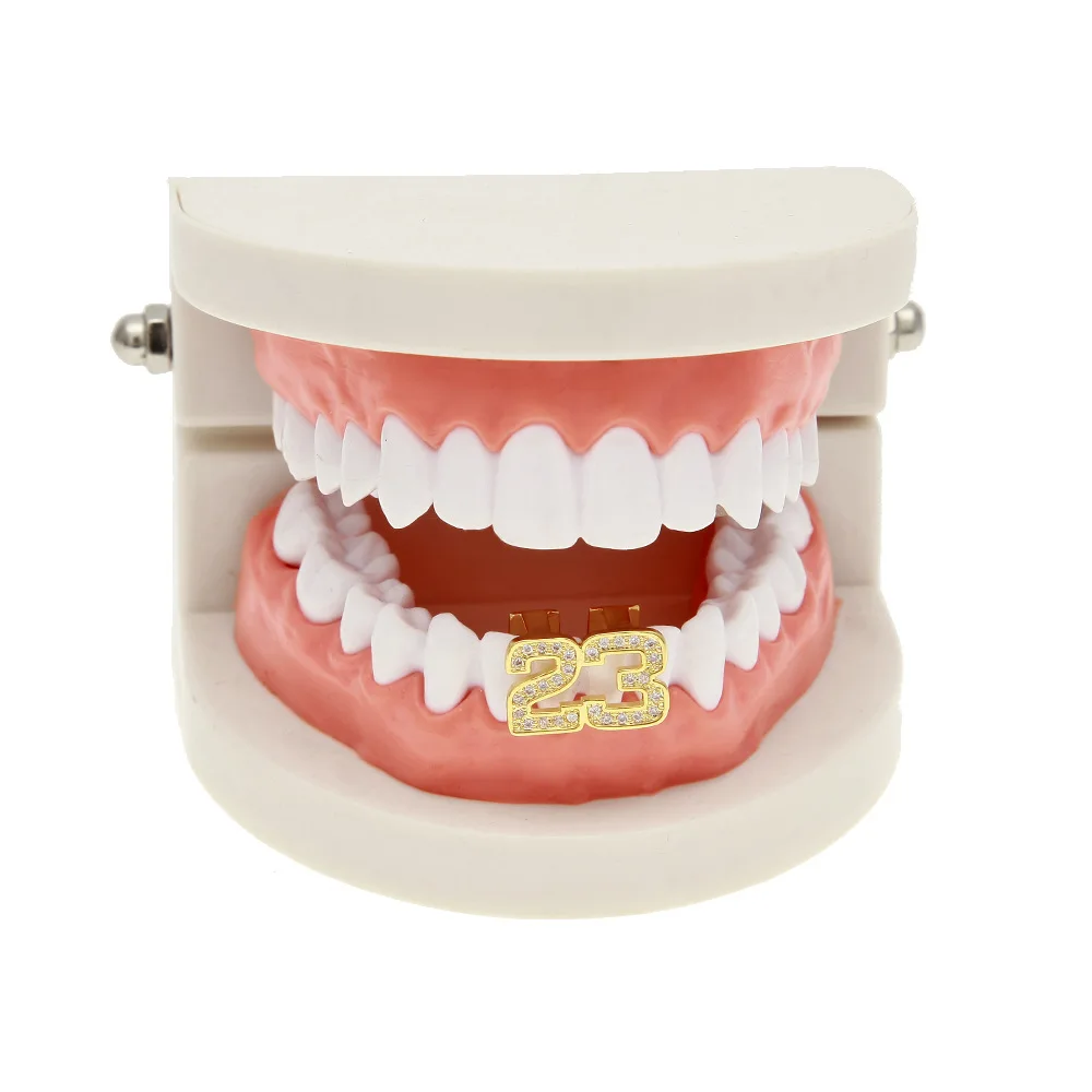 Hot Selling Hiphop Body Jewelry Single Number 23 Teeth Grillz Dental Grills Tooth