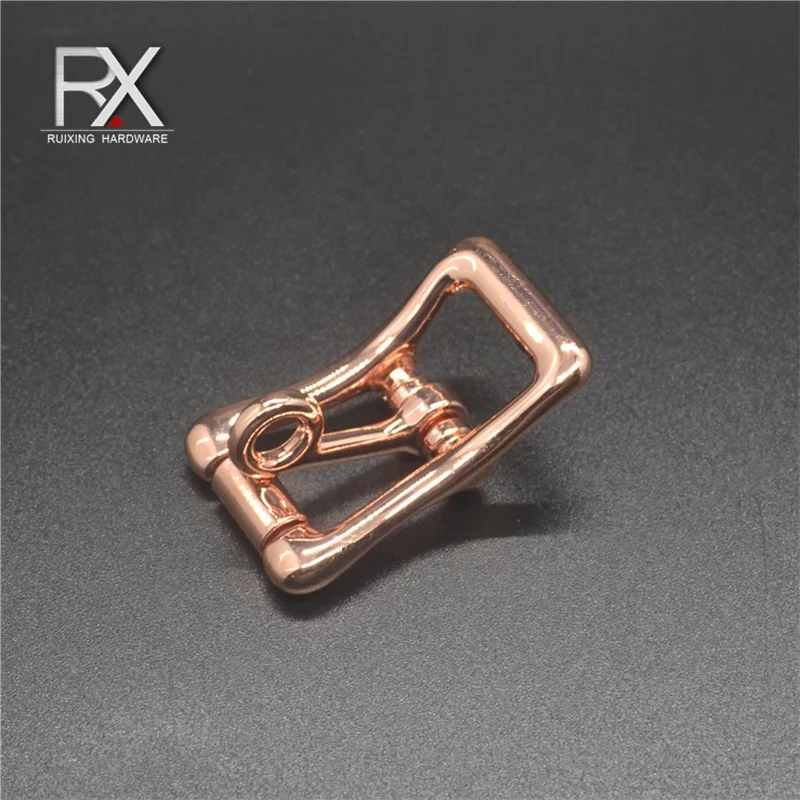 Custom rose gold color zinc alloy tongue pin buckle Strap Adjustable belt Buckle with tongue clasp for belt garment nickel free