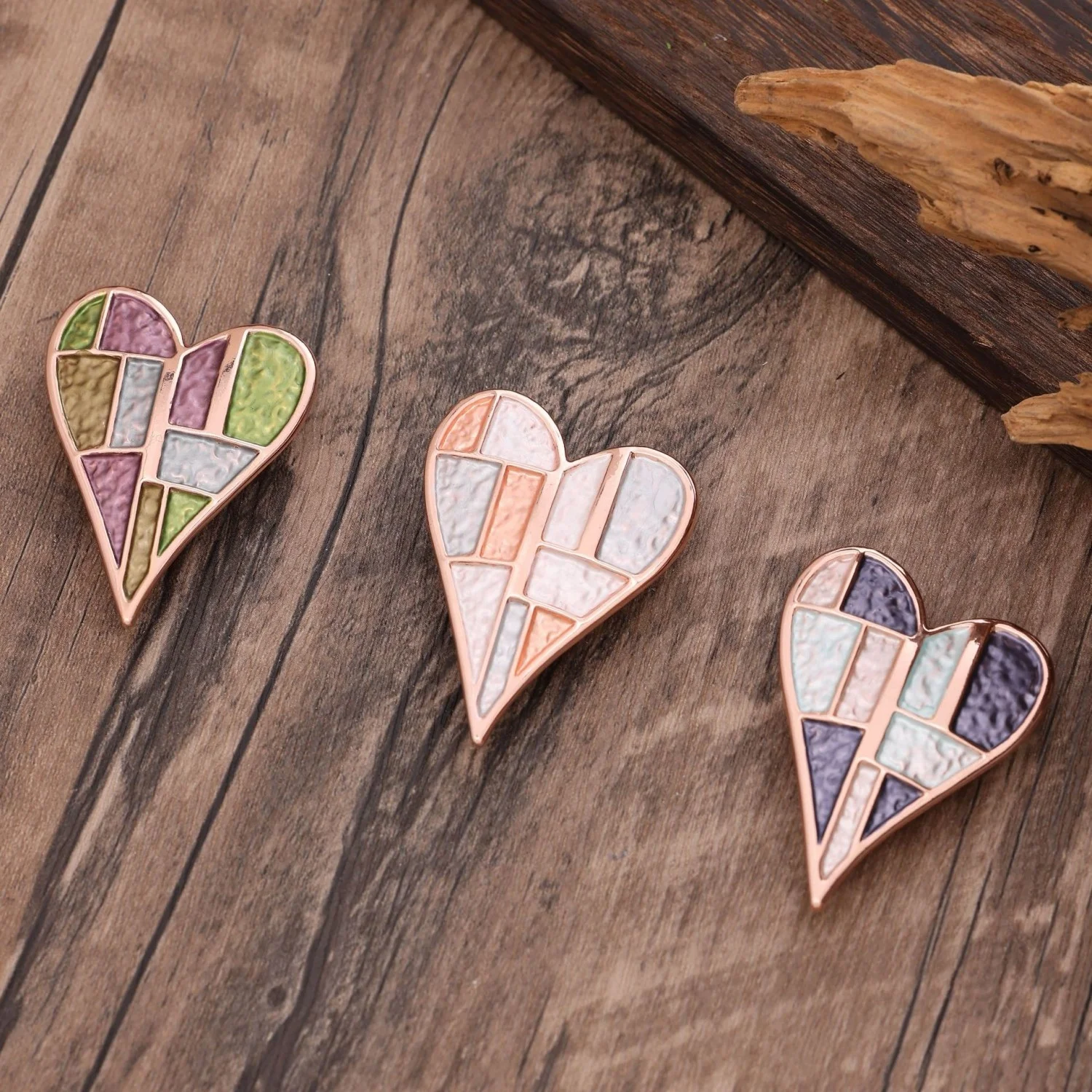 Colorful Enamel Safety Pin Brooch Vintage Women Geometric Magnets Brooches Heart Brooch Pin