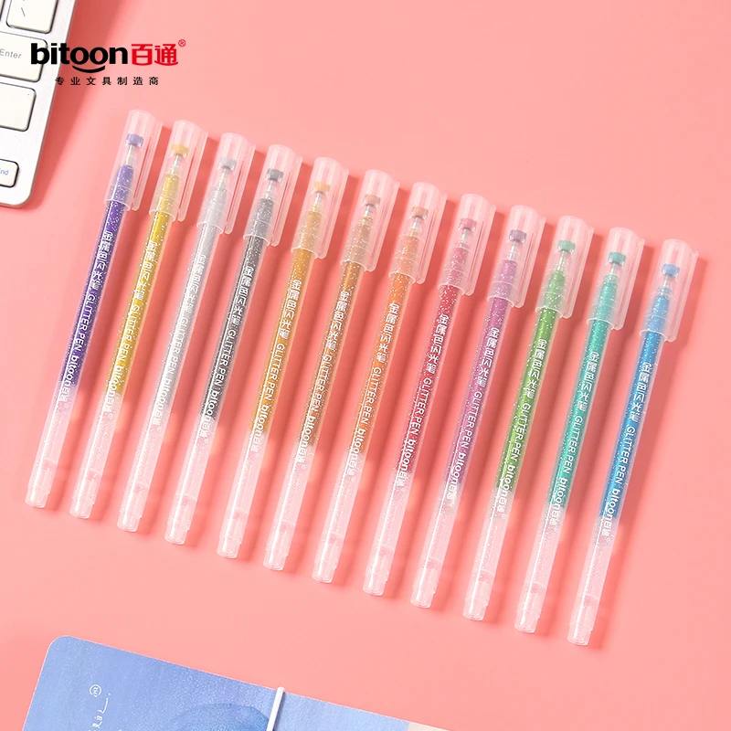 Custom Logo New Flash Crystal Gel Pen Set 12-Piece 1.0mm Bullet Nib Superior Office School Writing Tool Smooth Stylish Home Gift