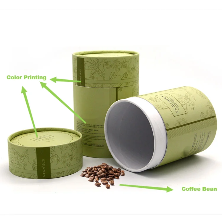 Custom Printing round tea box paper box cylinder green flower tea paper tube wholesale packaging box for tea paper tube