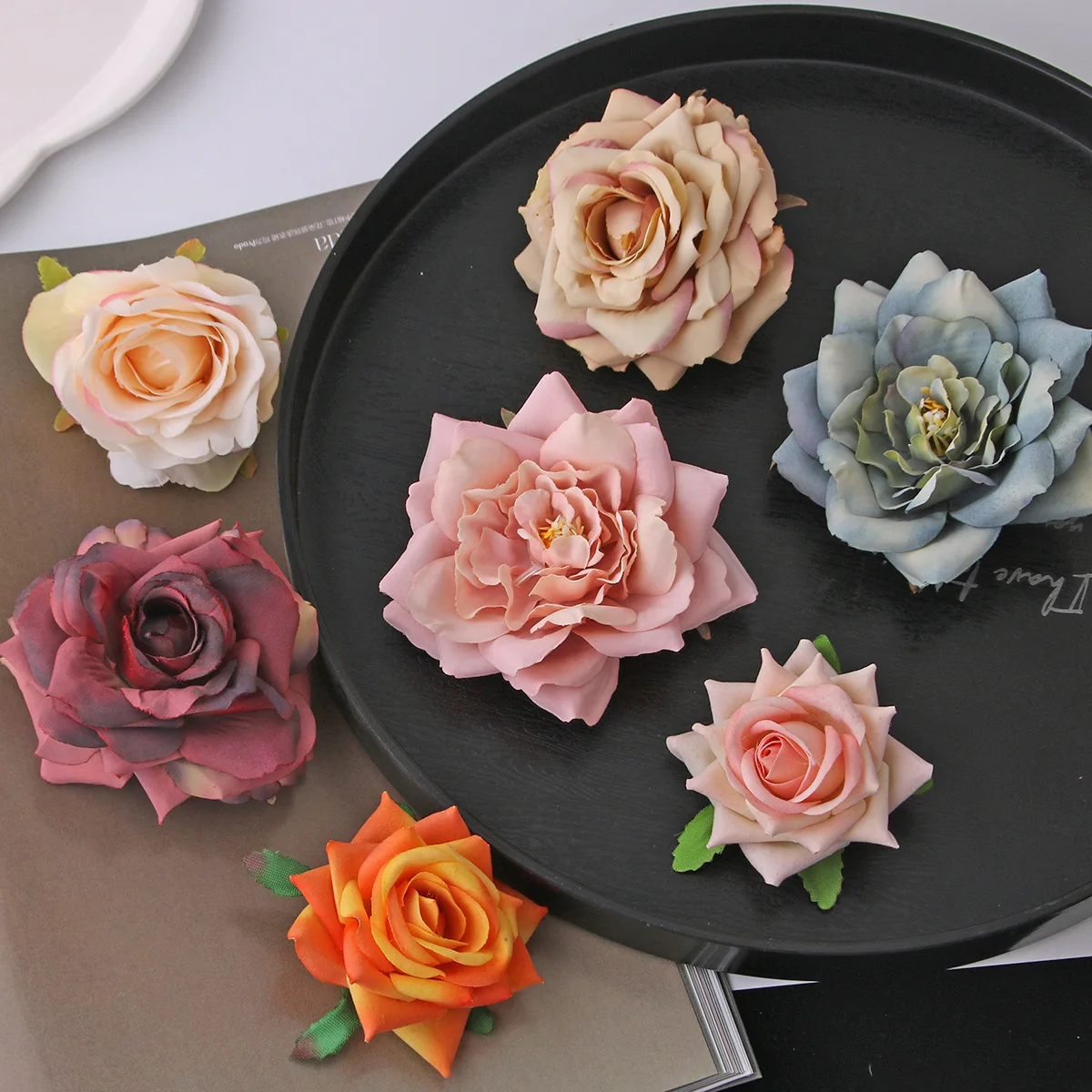 2024 New Spring And Summer Flower Hair Pins Gradient Color Rose Flower Wedding Brooch Hair Clips Accessories For Women Girls