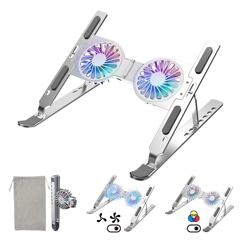 Ультрапортативный складной подставка для ноутбука со светодиодной подсветкой, 7 уровней