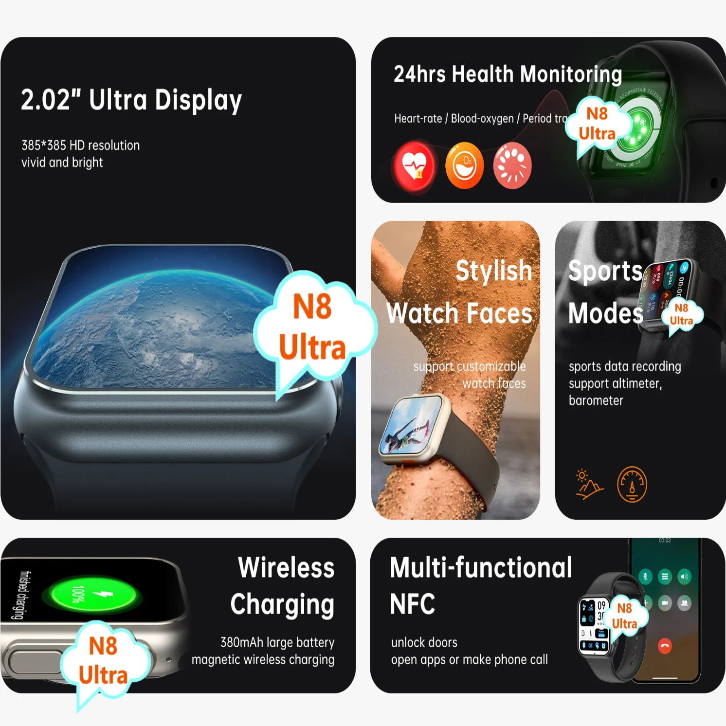 Super clone 49mm n8 ultra n8ultra smart watch manufacture 45mm N series 8 ultra wearfitpro n8 ultra smartwatch