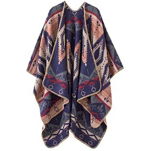 2022 European And American Fashion Split Big Shawl Cloak Retro Fashion Simple Shawl Woman
