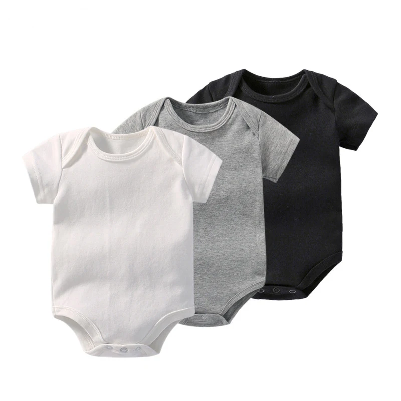 Infant 0-2 Years Old Cotton Short-sleeved Triangle Romper Baby Solid Color Bag Fart Clothes Romper Wholesale Multicolor Optional