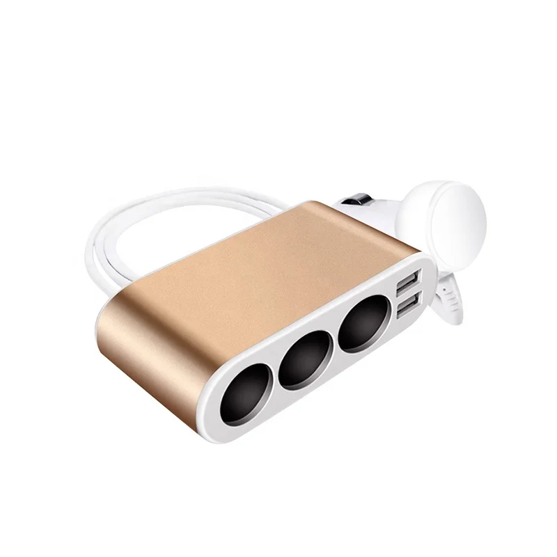 
3 Way Auto Sockets Metal 5V 3.1A 2 Ports USB Car Charger Cigarette Lighter Socket Splitter 