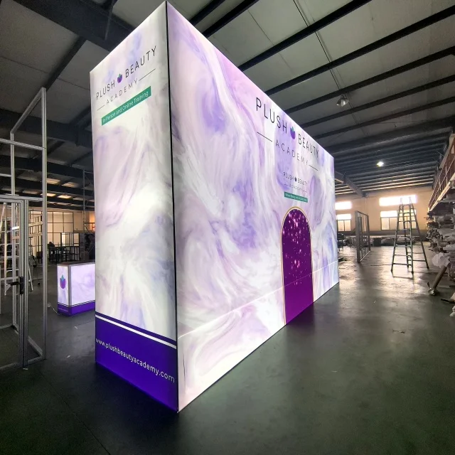 Простая в установке индивидуальная Натяжная ткань фон для хранения выставочного стенда дизайн выставочного оборудования выставочный стенд