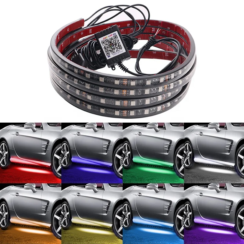 RGB 12v Car decoration Lights Led Strip Under Car Remote Control Underglow Car Led Atmosphere Light Chassis Light