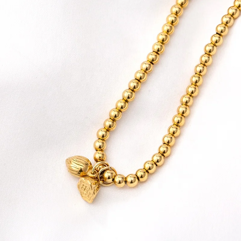 Southeast Asia Classic Fashion Trend Stainless Steel Plated 18 K Gold Beads Lotus Seed Bracelets For Sensitive Skin